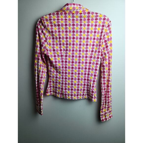 Guess Button Down bright Geometric womens shirt sz m Retro, Disco, Y2K see desc - Picture 4 of 10